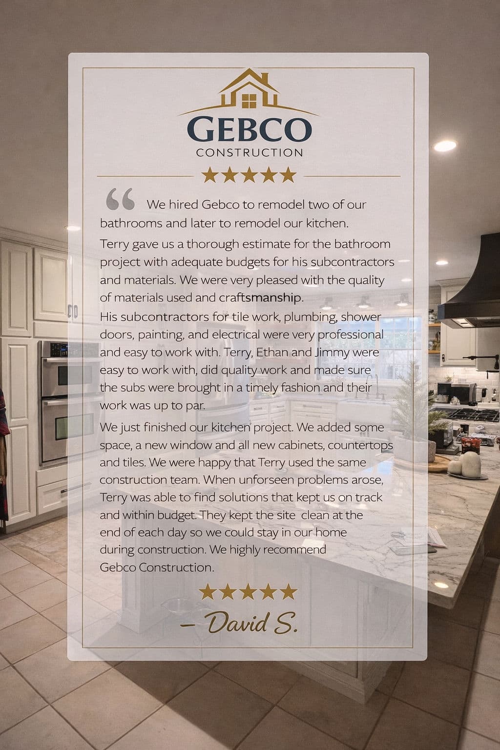 Comprehensive Kitchen and Bathroom Remodeling Project image